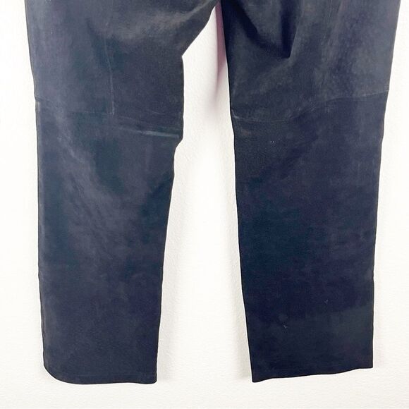 HUGO BUSCATI Collection Classic Black 100% Leather Front Lace Bootcut Pants 12P - Picture 8 of 8